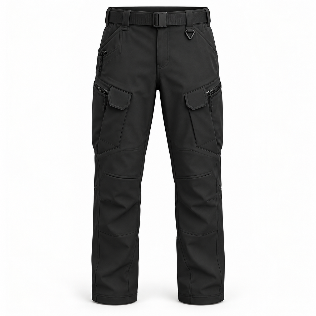 Pantalon cargo randonnée homme noir profond – vue de face sur fond blanc