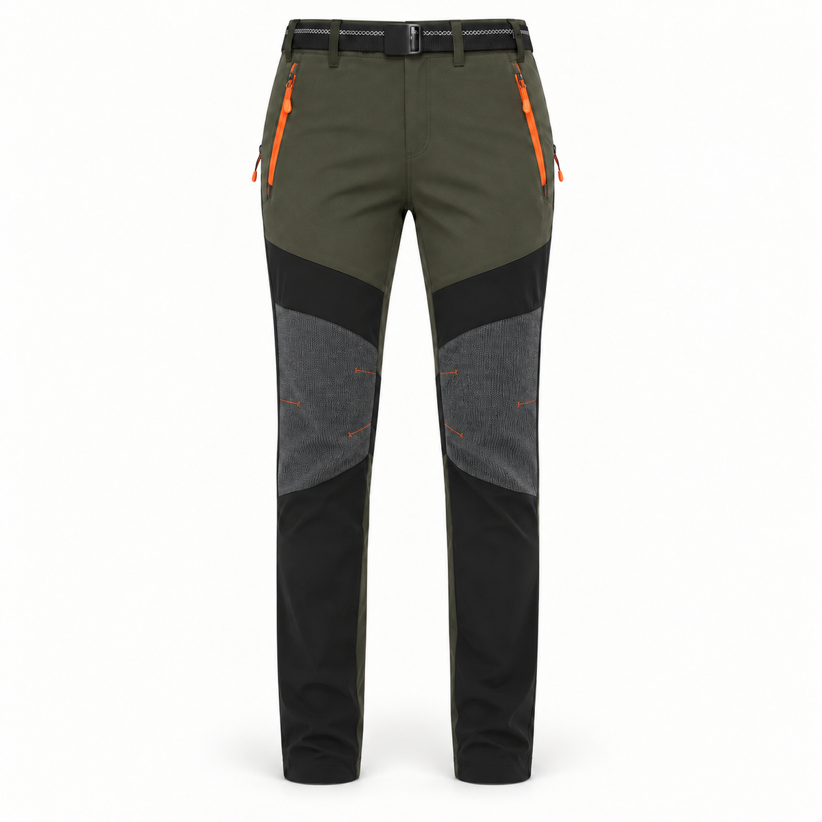 Pantalon fuseau de randonnée vert – vue de face sur fond blanc