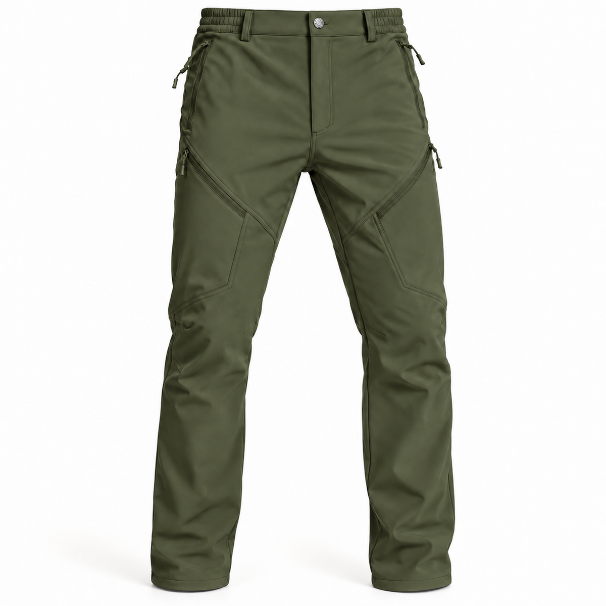 Pantalon randonnée déperlant homme vert militaire – vue de face sur fond blanc