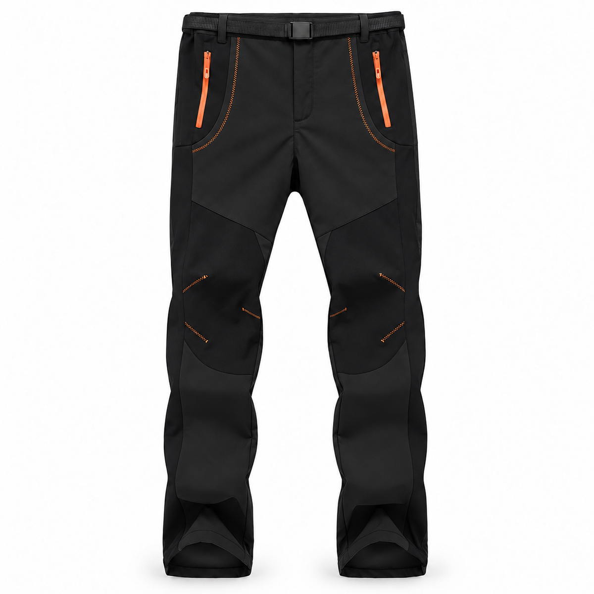 Pantalon de randonnée homme grande taille noir et orange – vue de face