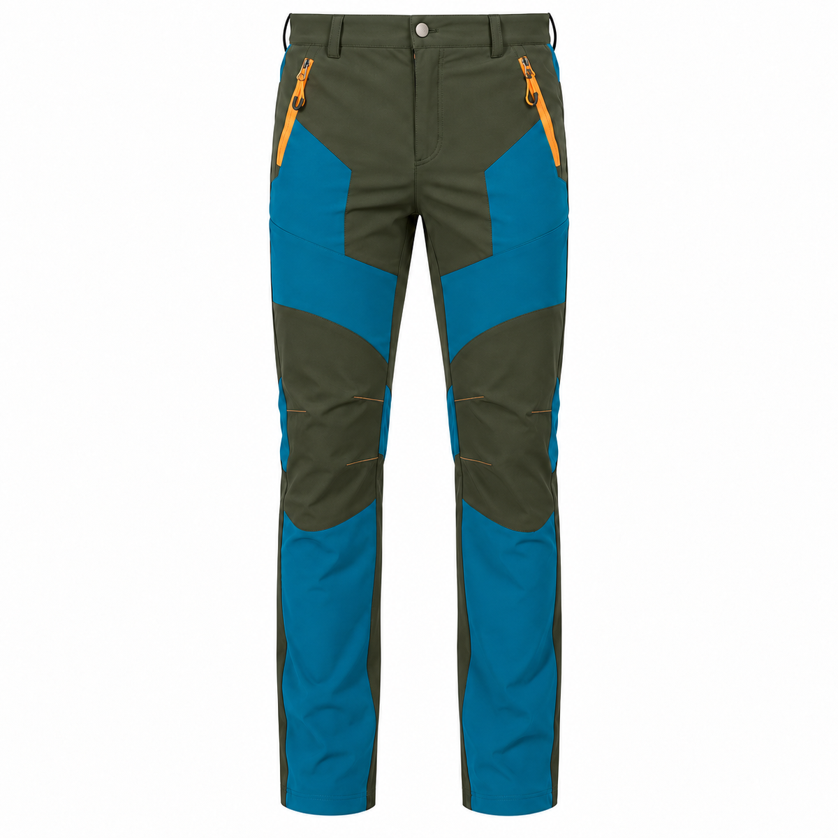 Pantalon randonnée respirant bleu et vert — packshot frontal