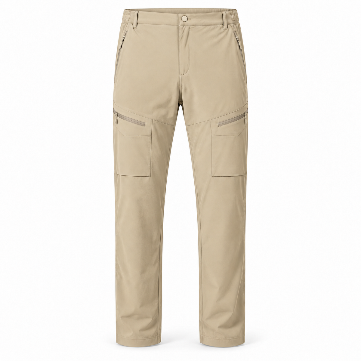 Pantalon randonnée tropicale beige clair – vue de face sur fond blanc