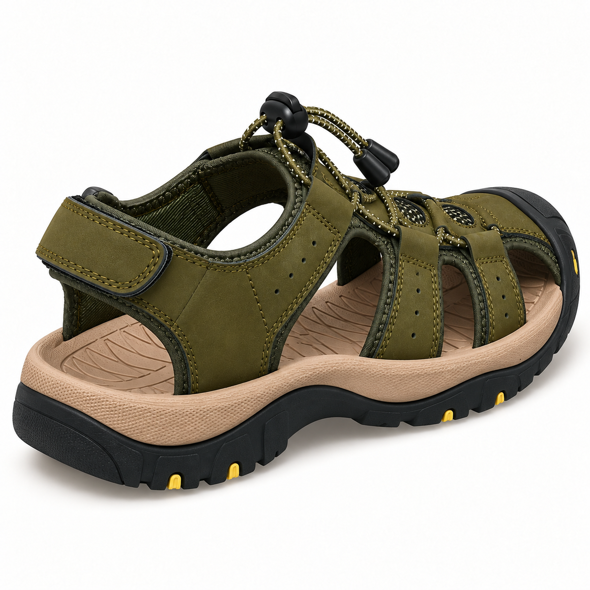 Sandale randonnée homme kaki vue arrière montrant maintien du talon
