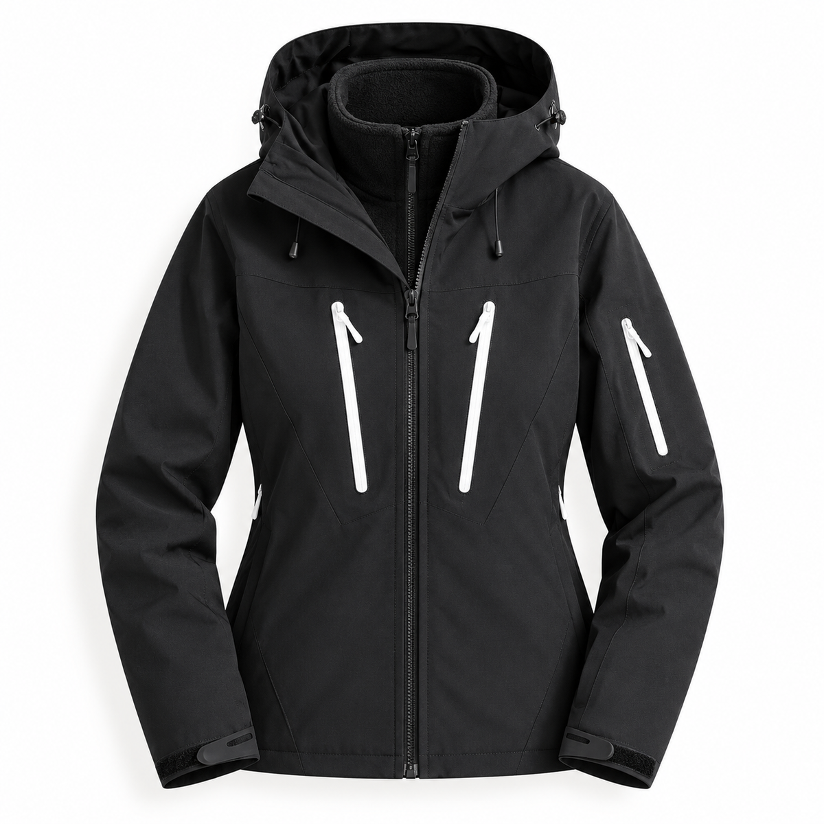 Veste 2 en 1 femme randonnée noire – vue de face