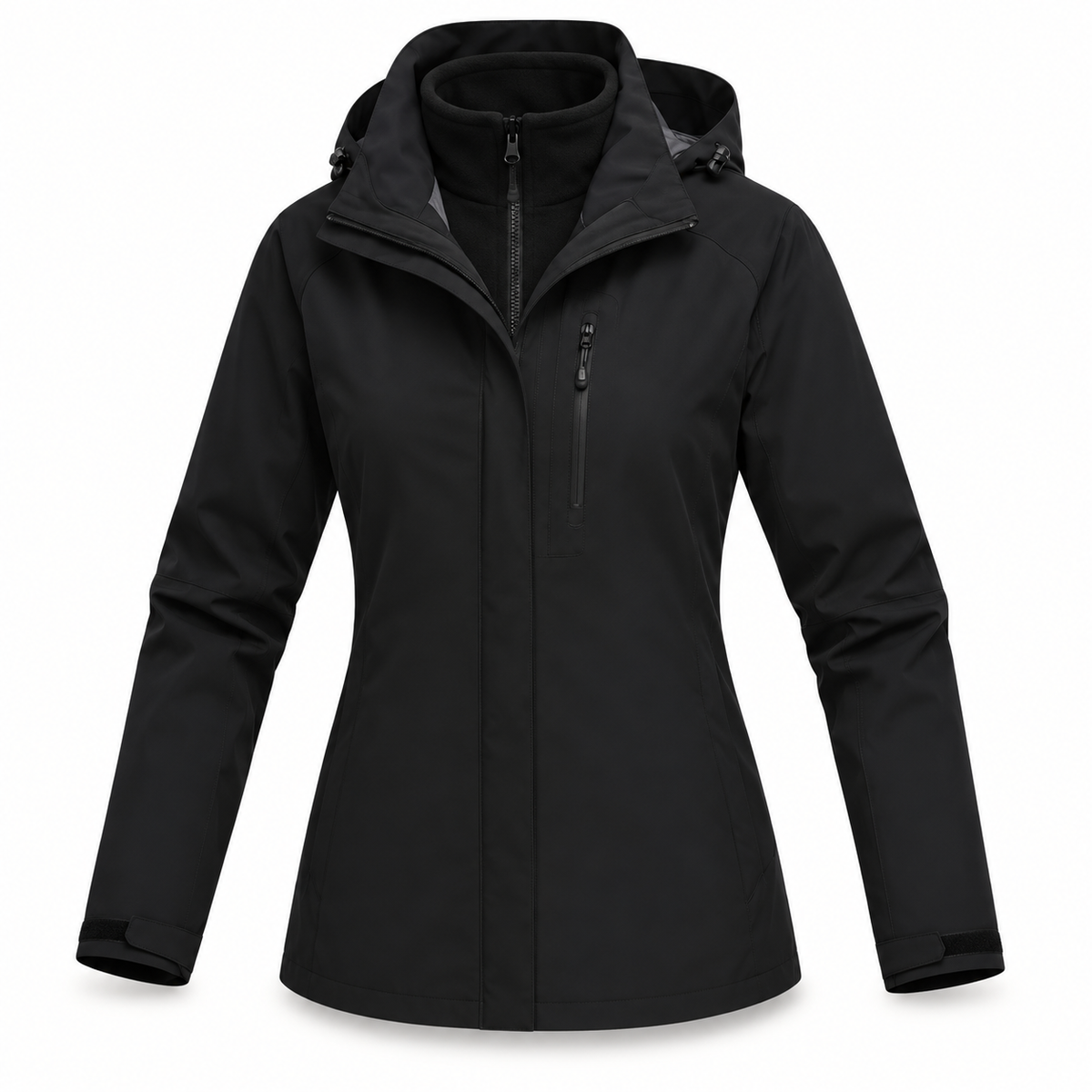 Veste coupe vent femme randonnée noire – vue de face