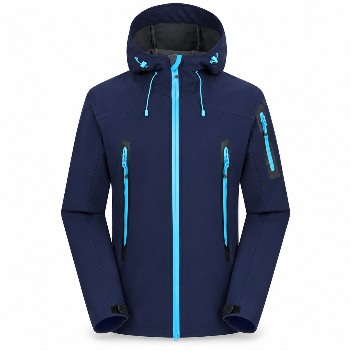 Veste coupe vent imperméable homme randonnée bleu foncé – vue de face
