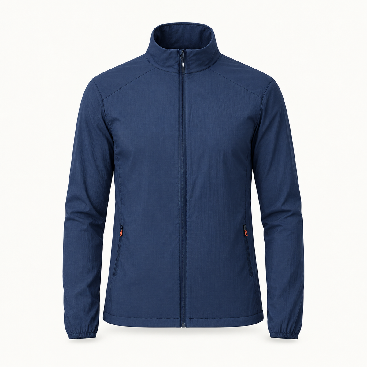 Veste marche nordique bleue – vue de face sur fond blanc