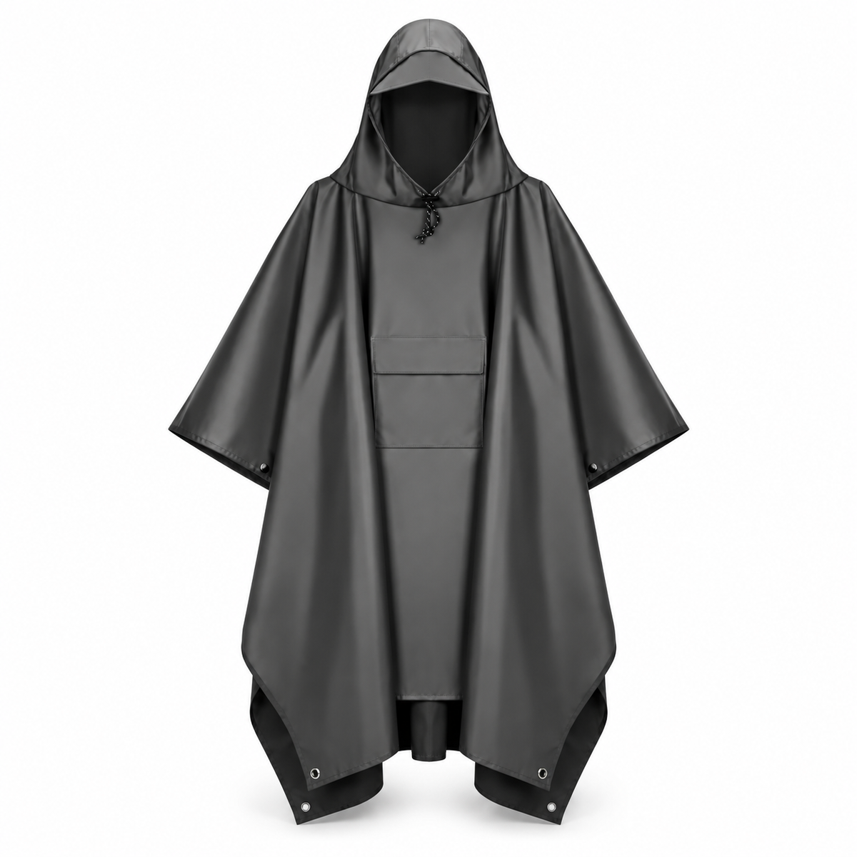 Veste de pluie longue homme grise sur fond blanc