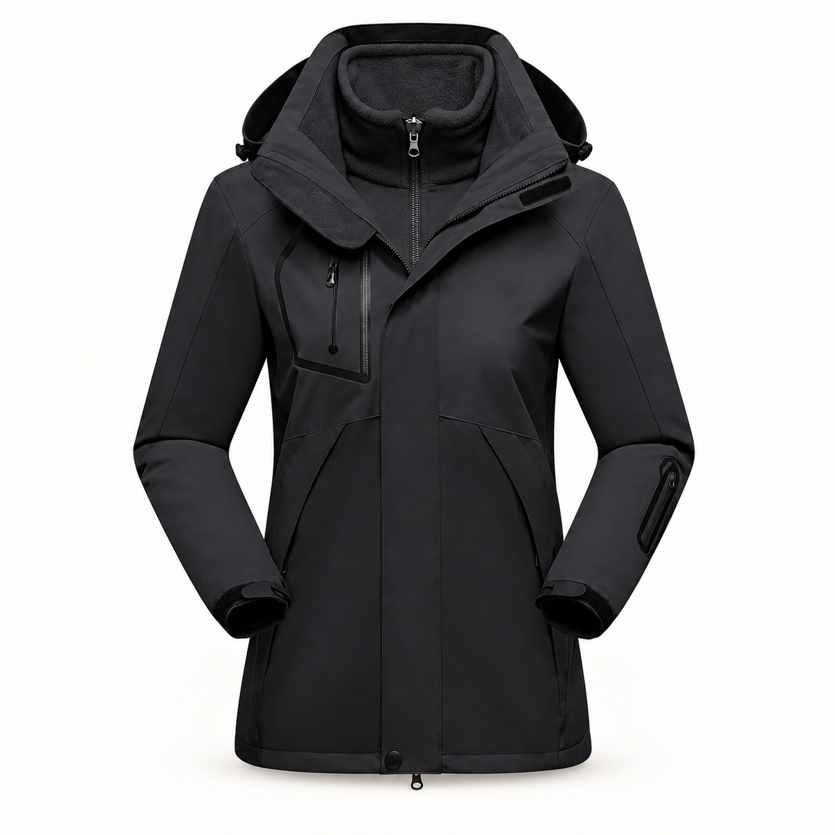 Veste randonnée 3 en 1 femme noire – vue de face