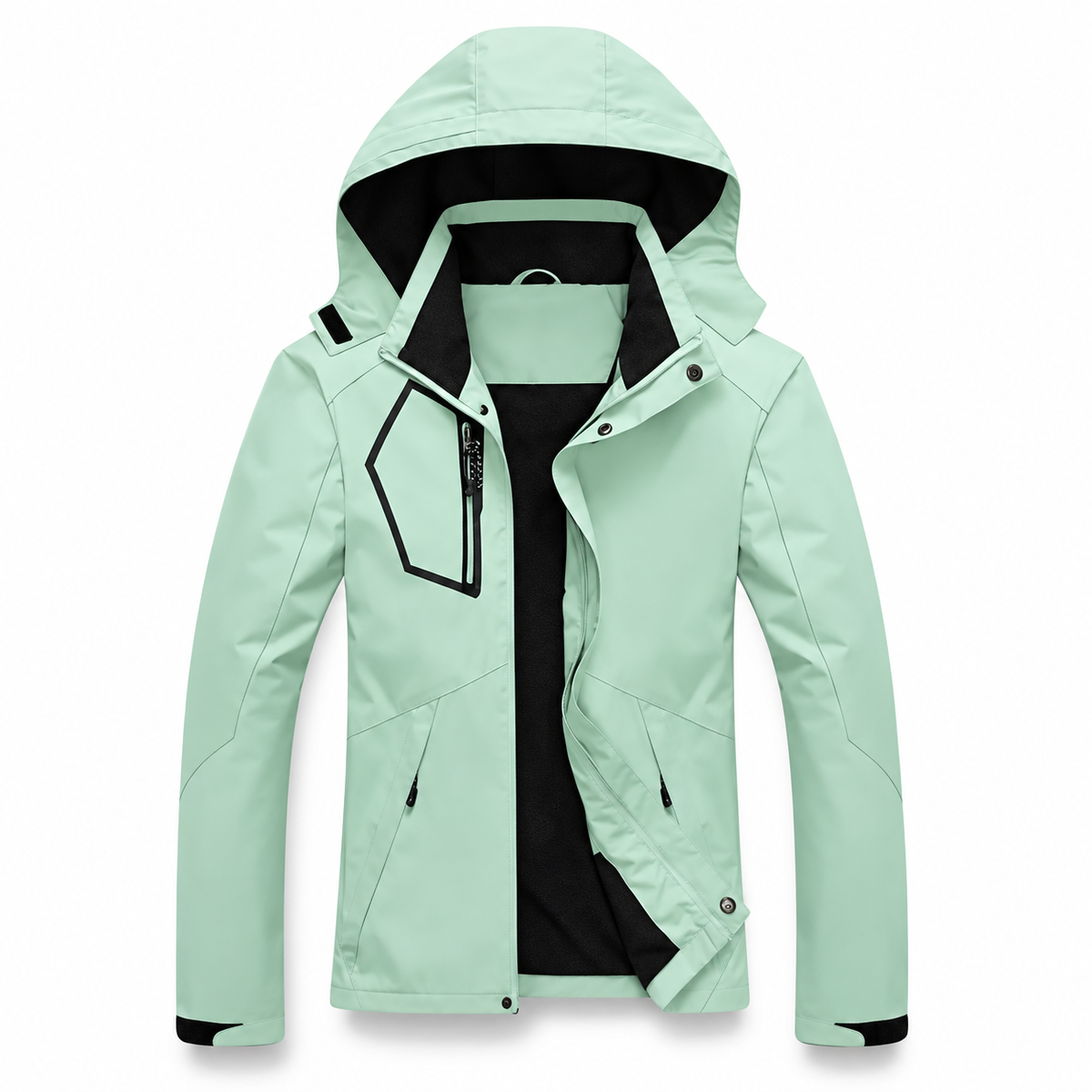 Veste randonnée femme doublée polaire vert clair – vue de face