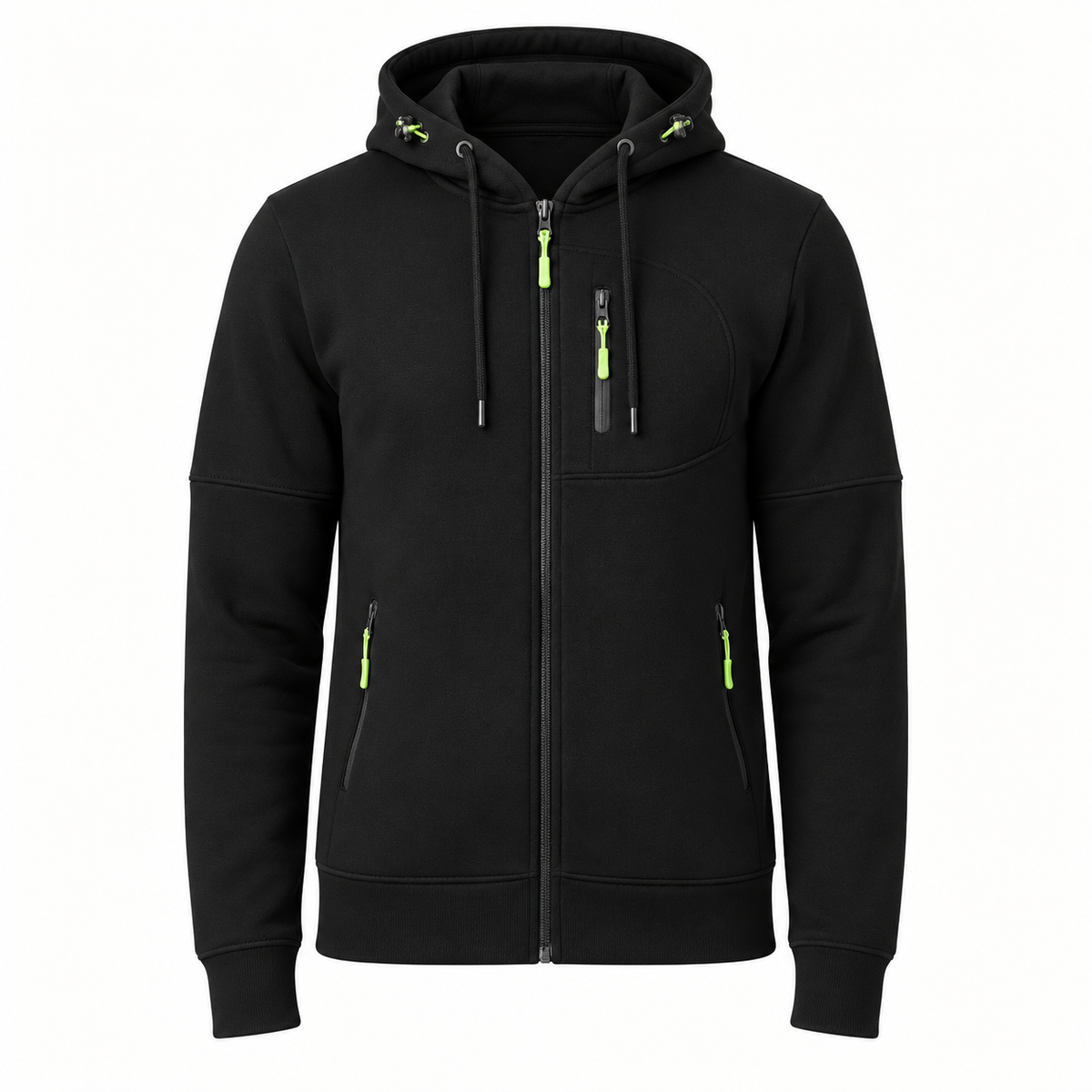 Veste randonnée hoodie noire – vue de face