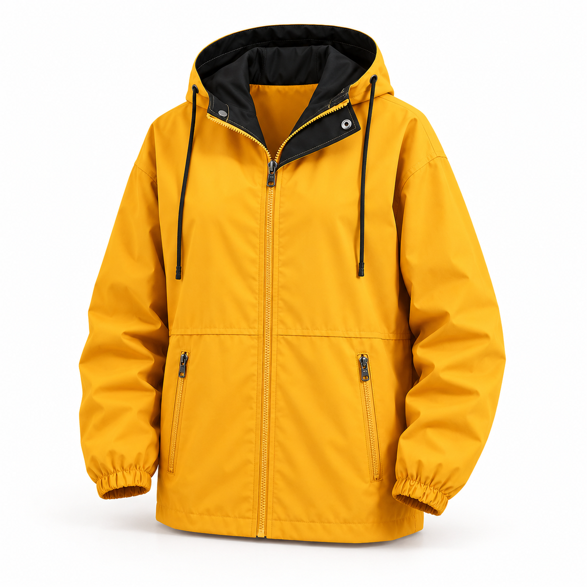 Veste randonnée imperméable grande taille jaune – vue de face