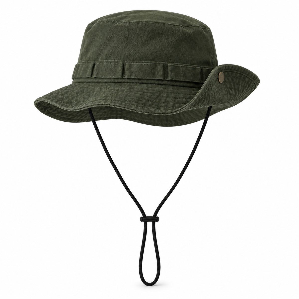 Chapeau de randonnée coton vert – pression latérale