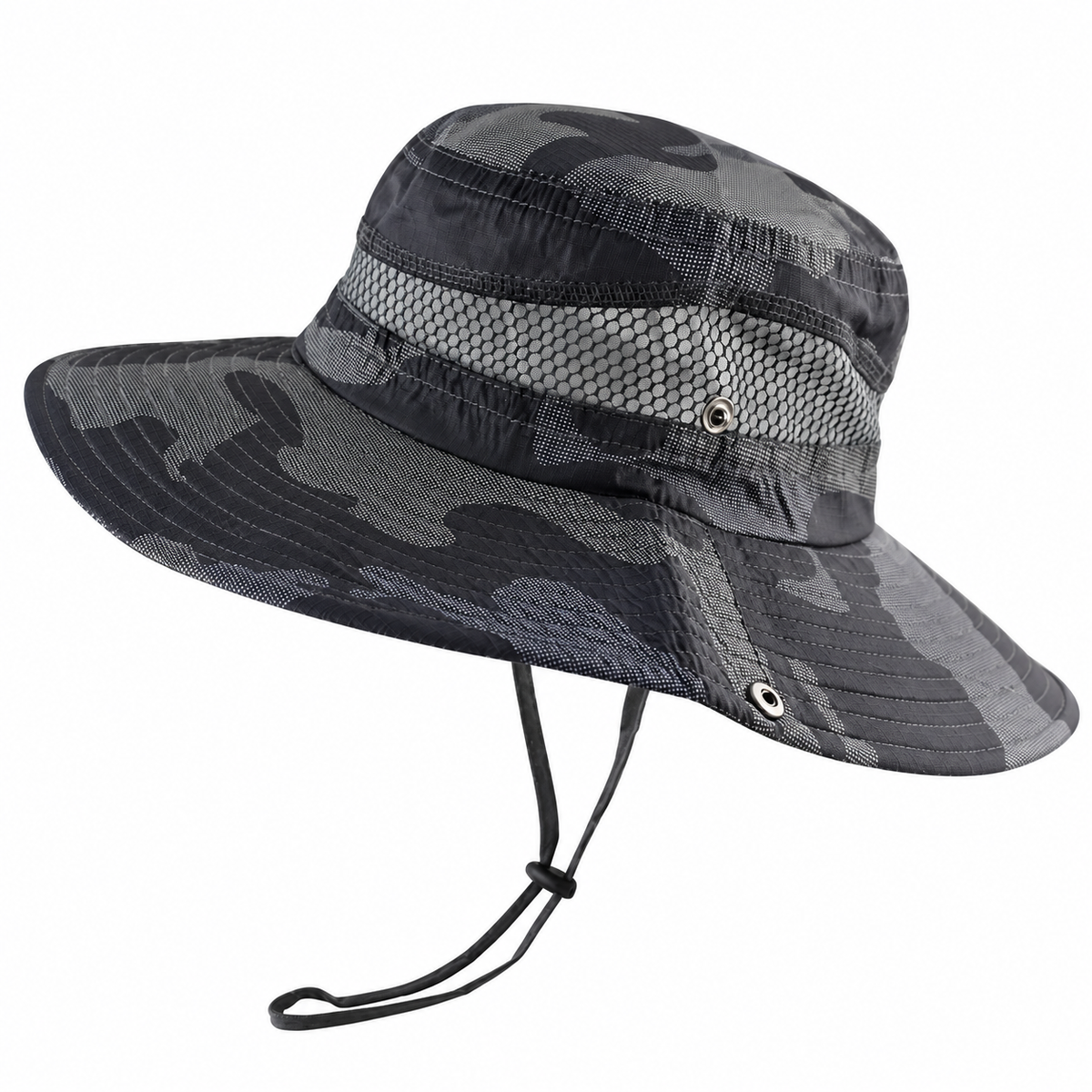 Chapeau de randonnée ventilé noir et gris – packshot