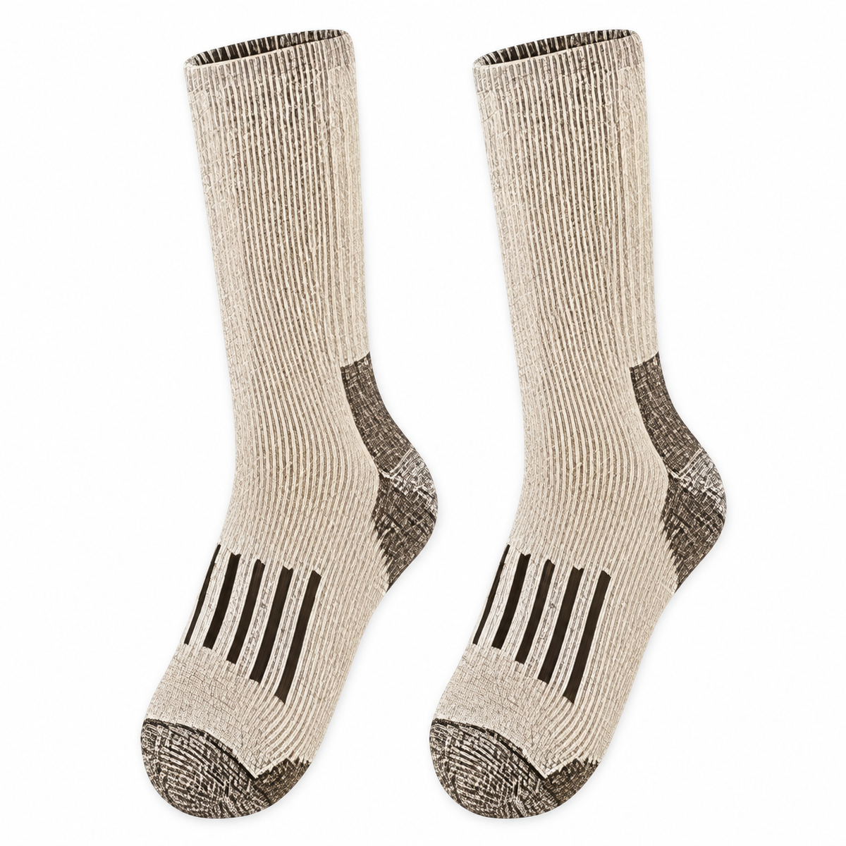 Chaussettes de randonnée femme beige clair et marron – dessus