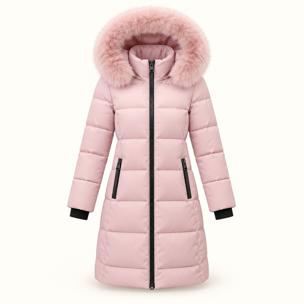 Doudoune 3 4 de randonnée femme rose – vue de face