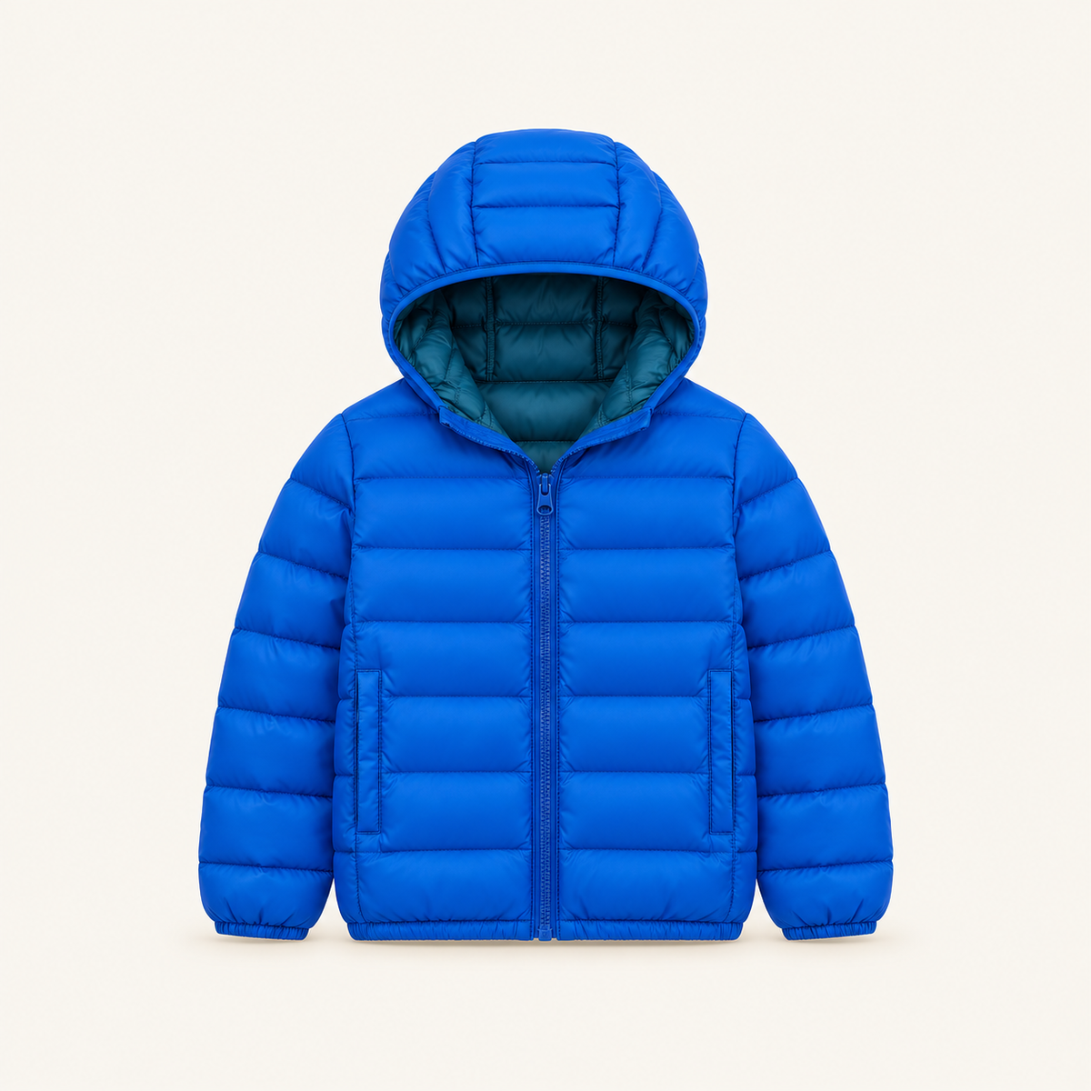 Doudoune légère randonnée enfant bleue – vue de face