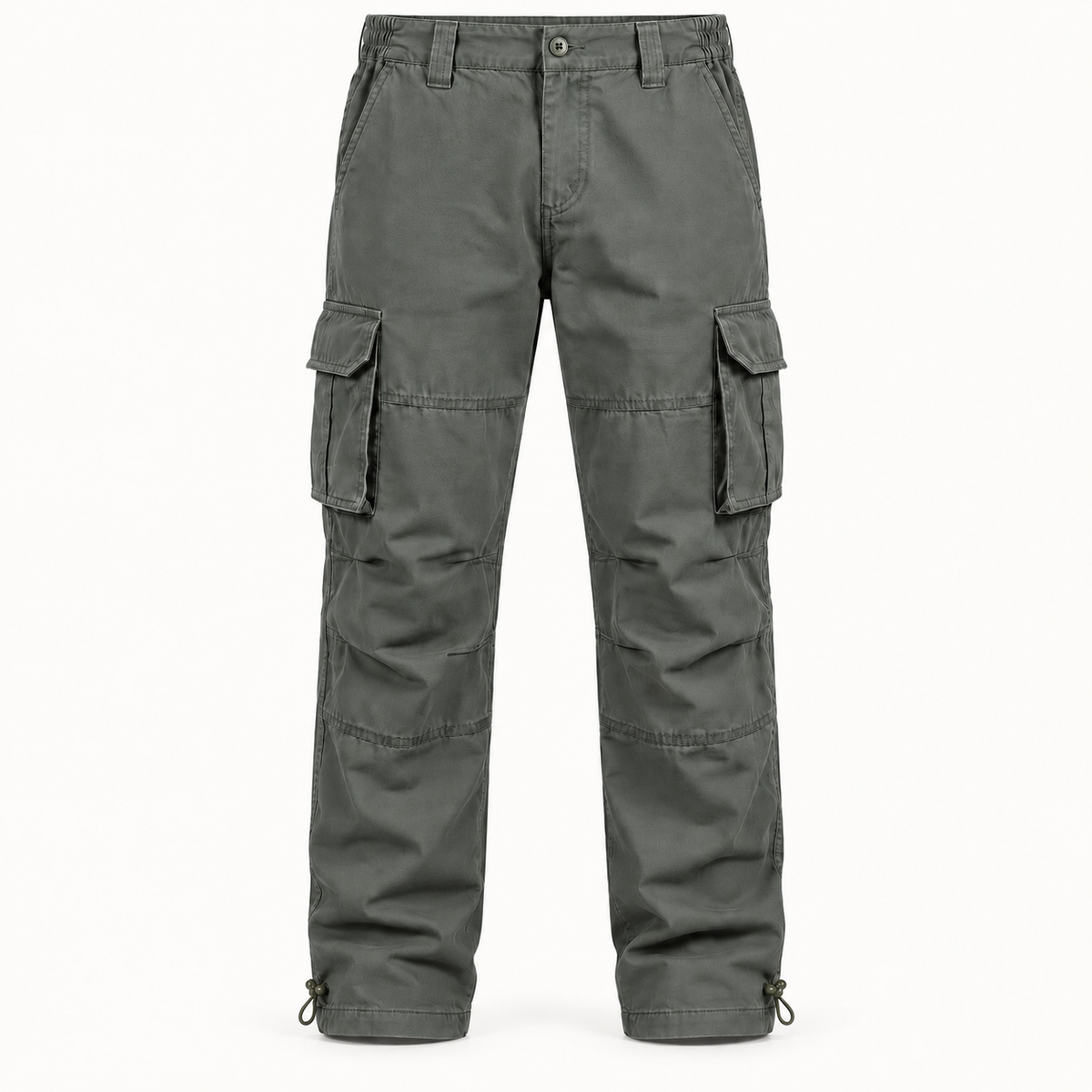 Pantalon randonnée coton homme vert armée – vue de face sur fond blanc