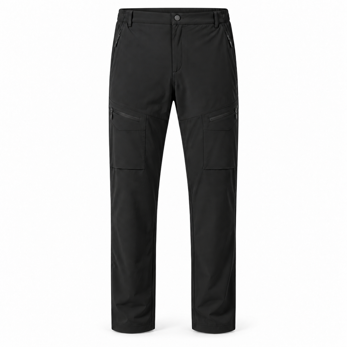 Pantalon randonnée tropicale noir – vue de face sur fond blanc