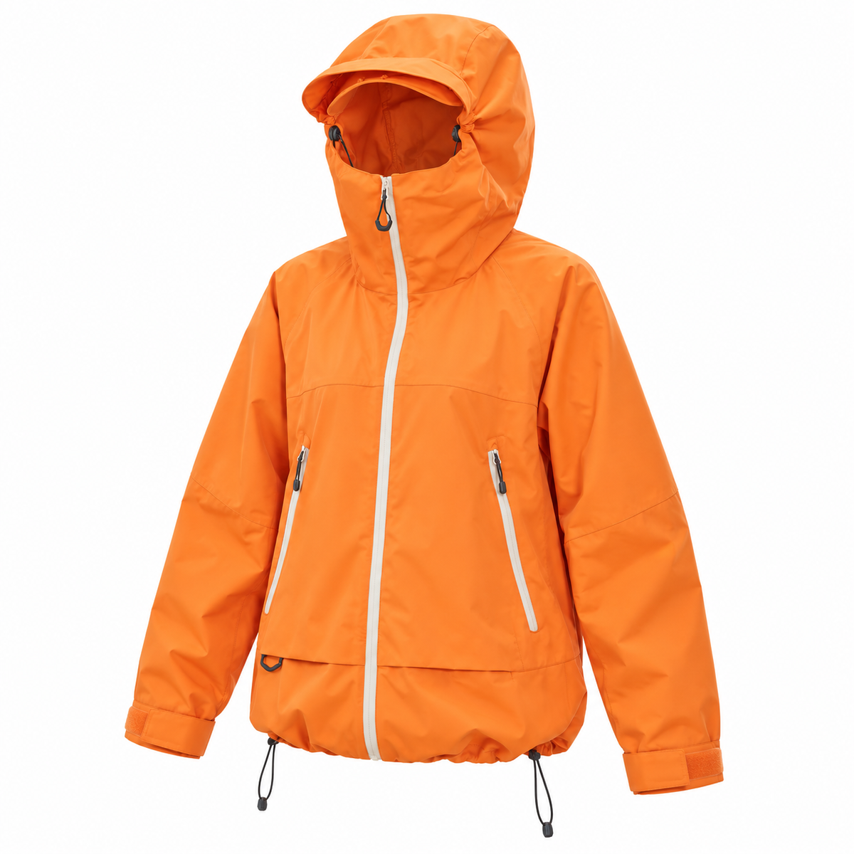 Veste de randonnée déperlante femme orange sur fond blanc