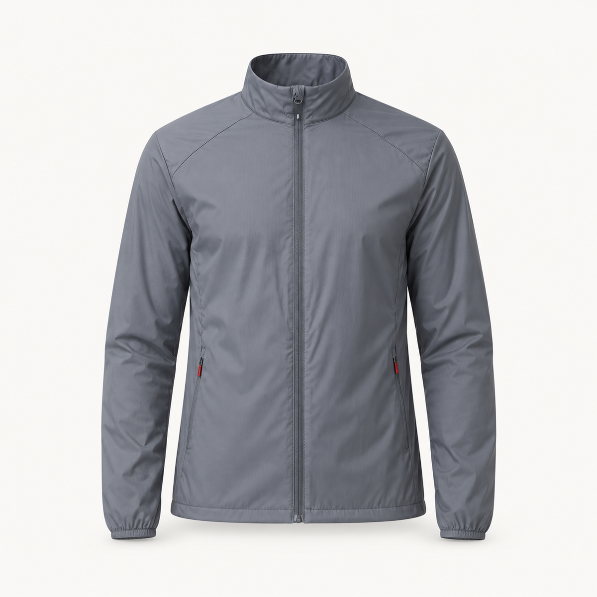 Veste marche nordique grise – vue de face sur fond blanc
