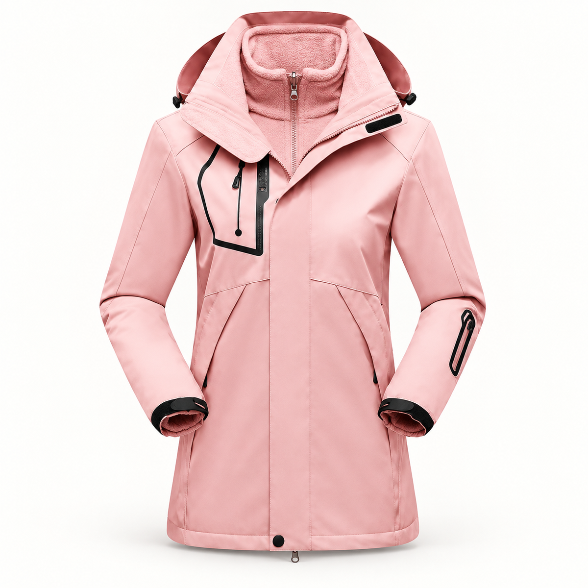 Veste randonnée 3 en 1 femme rose – vue de face