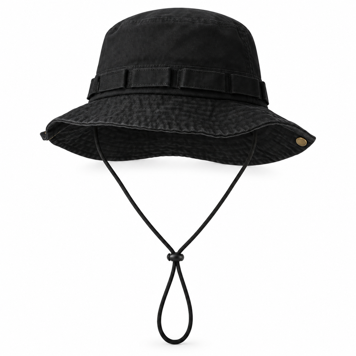 Chapeau de randonnée coton noir – cordon réglable