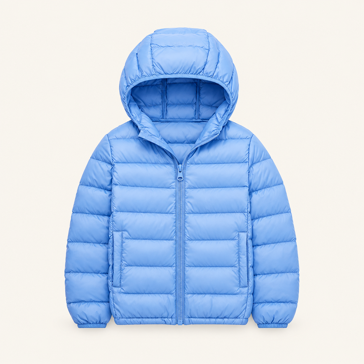 Doudoune légère randonnée enfant bleu clair – vue de face