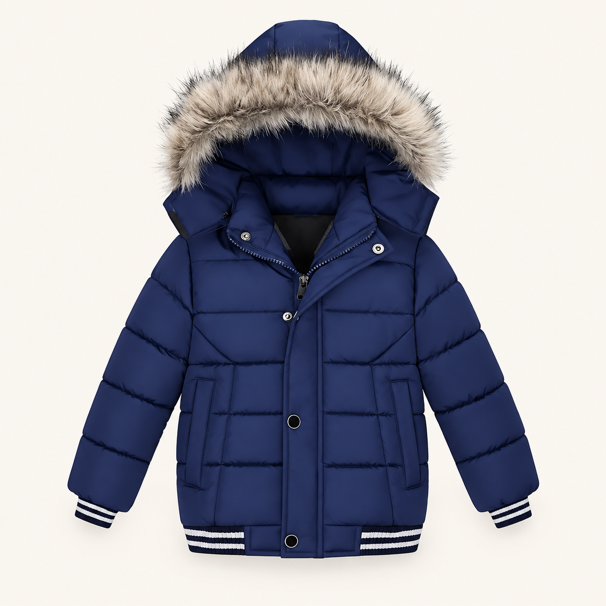 Doudoune randonnée enfant bleue – vue de face