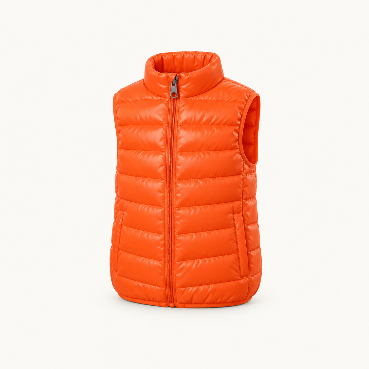 Doudoune sans manche randonnée enfant orange – vue trois-quarts