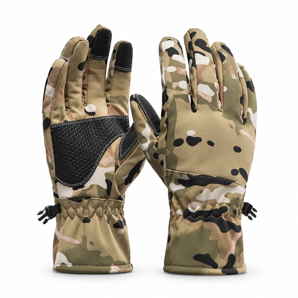 Gants imperméables randonnée camouflage – paire complète en studio
