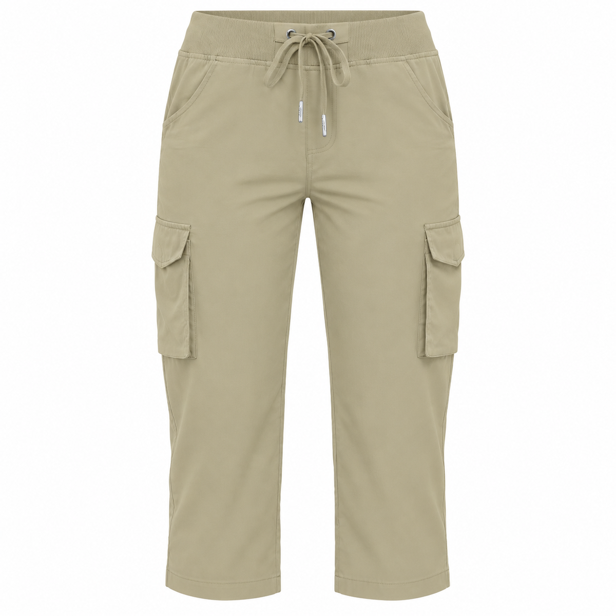 Pantalon 3/4 randonnée femme beige — packshot frontal