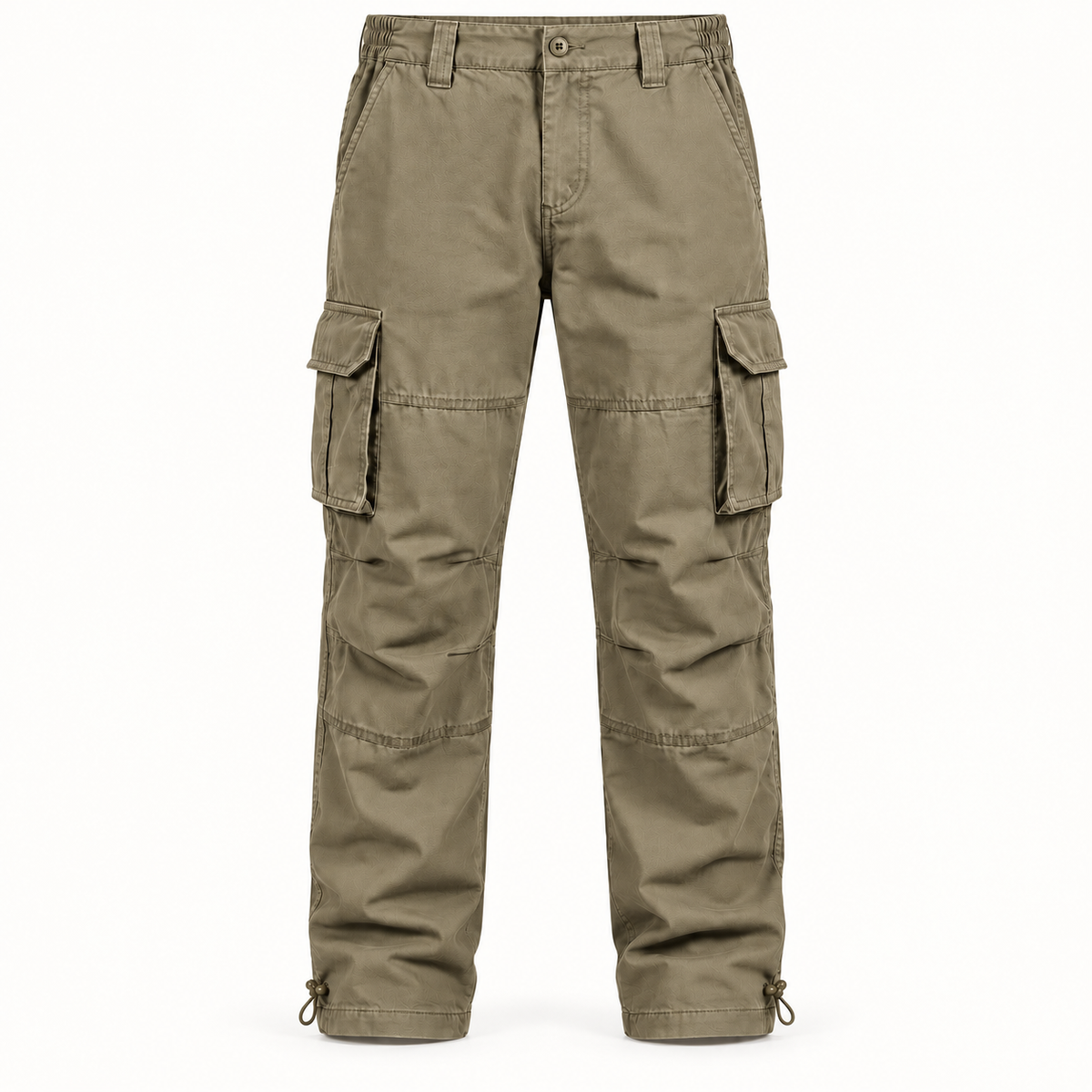 Pantalon randonnée coton homme beige olive – vue de face sur fond blanc