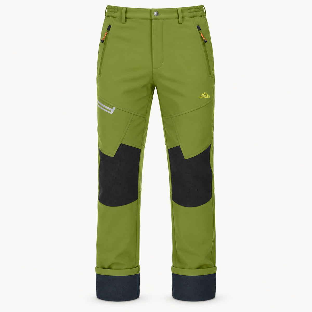 Pantalon randonnée raquette homme vert – packshot face sur fond blanc