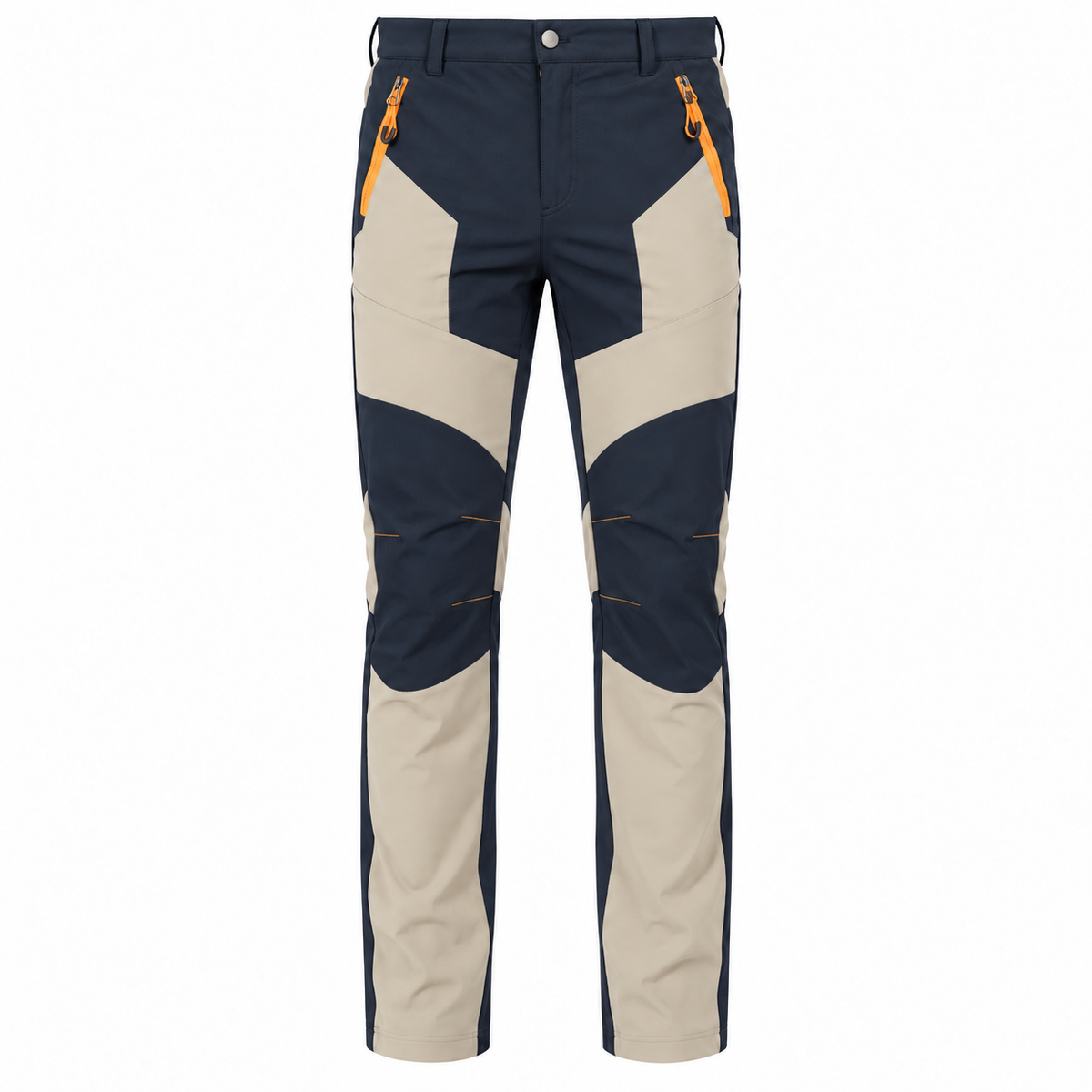 Pantalon randonnée respirant bleu marine et beige — packshot frontal