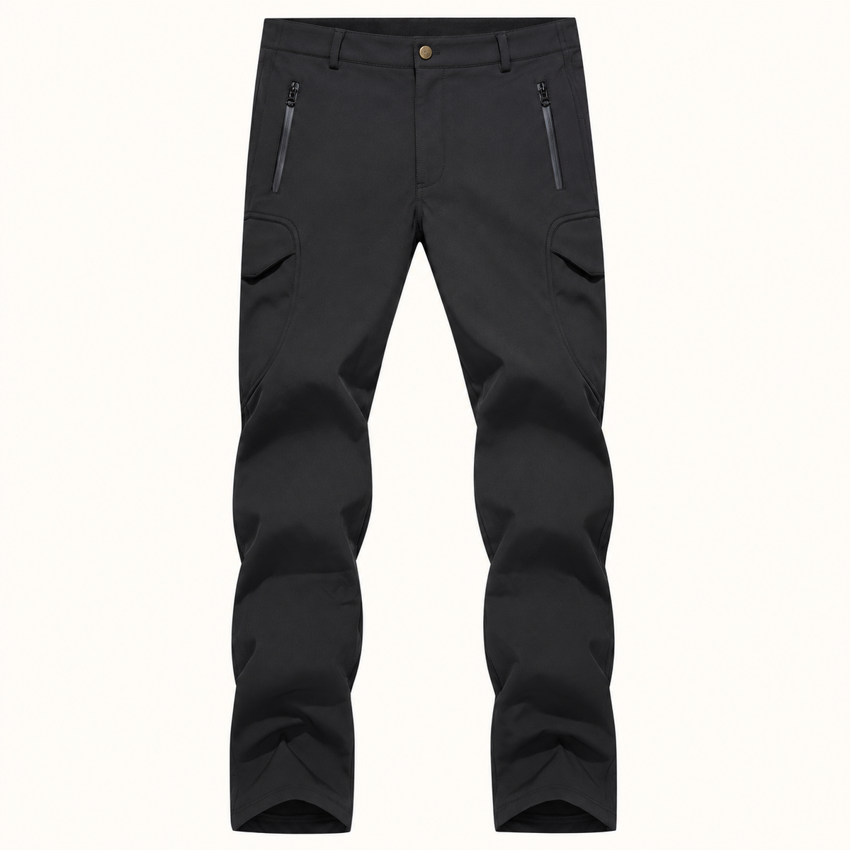 Pantalon randonnée softshell homme noir – vue de face sur fond blanc