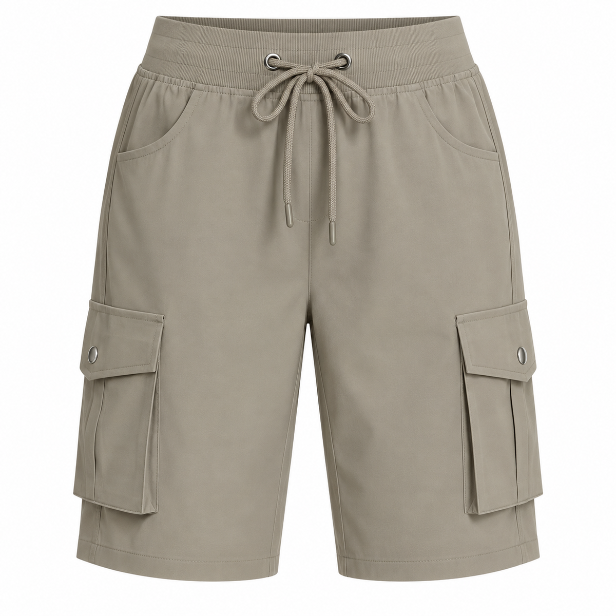 Short cargo randonnée femme kaki clair – packshot de face