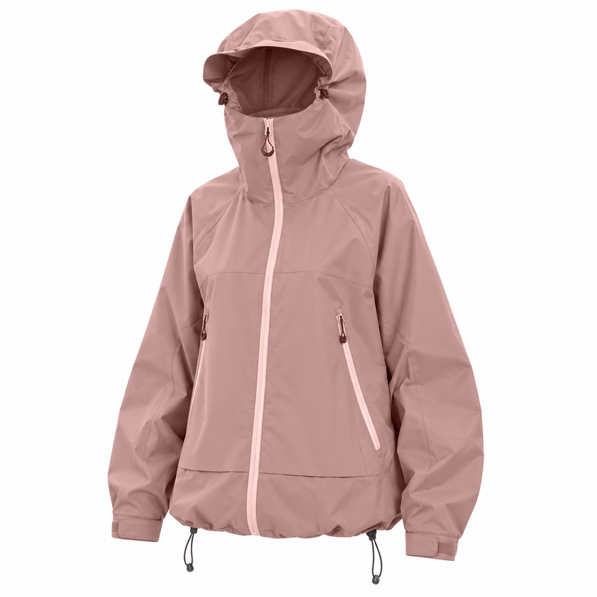 Veste de randonnée déperlante femme rose sur fond blanc