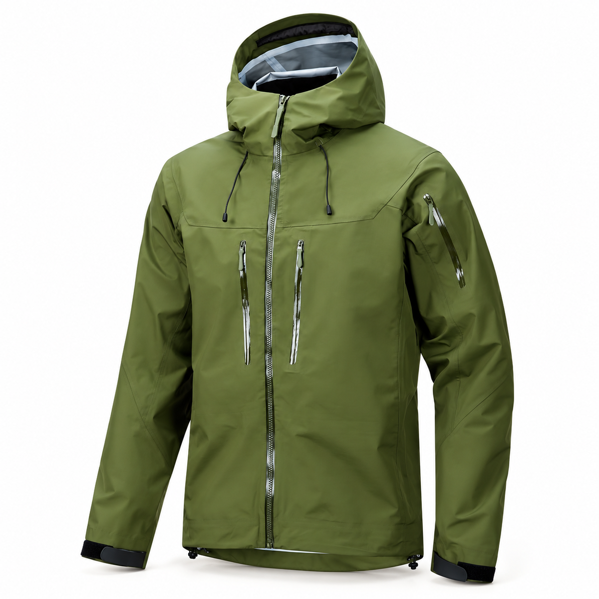 Veste randonnée 3 en 1 homme olive – vue trois-quarts