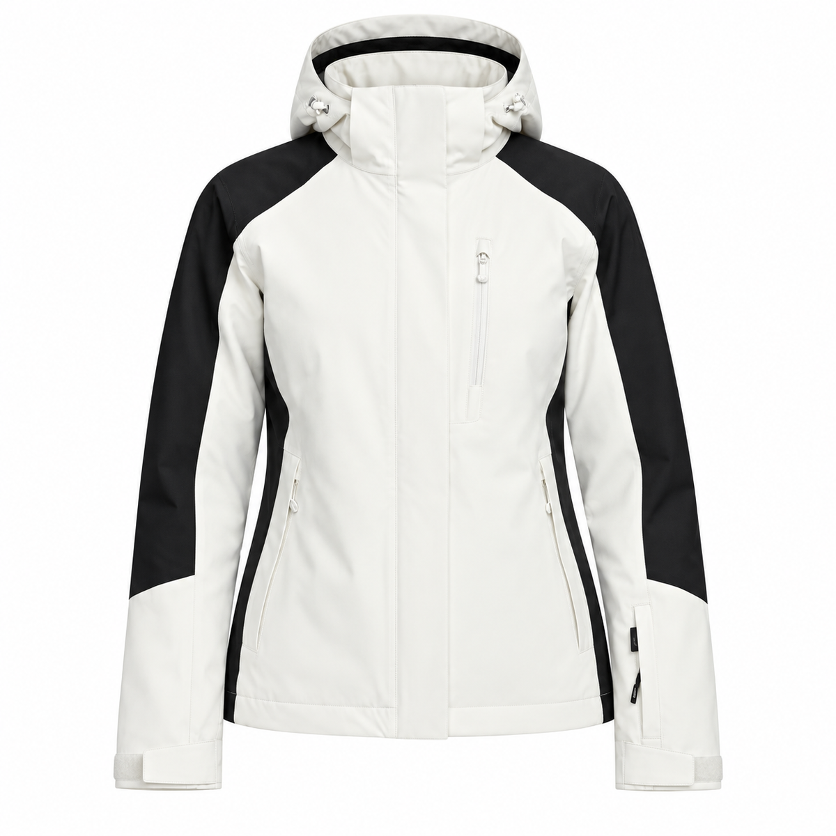 Veste randonnée raquette femme blanche vue de face sur fond blanc