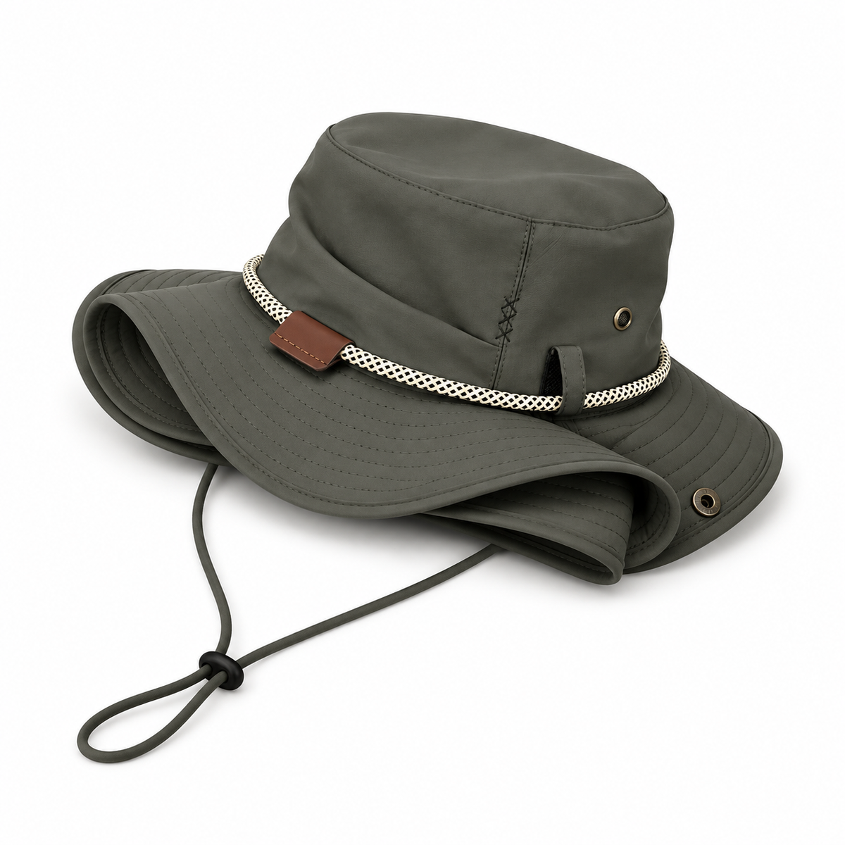Chapeau randonnée grande taille vert armée – pliage compact
