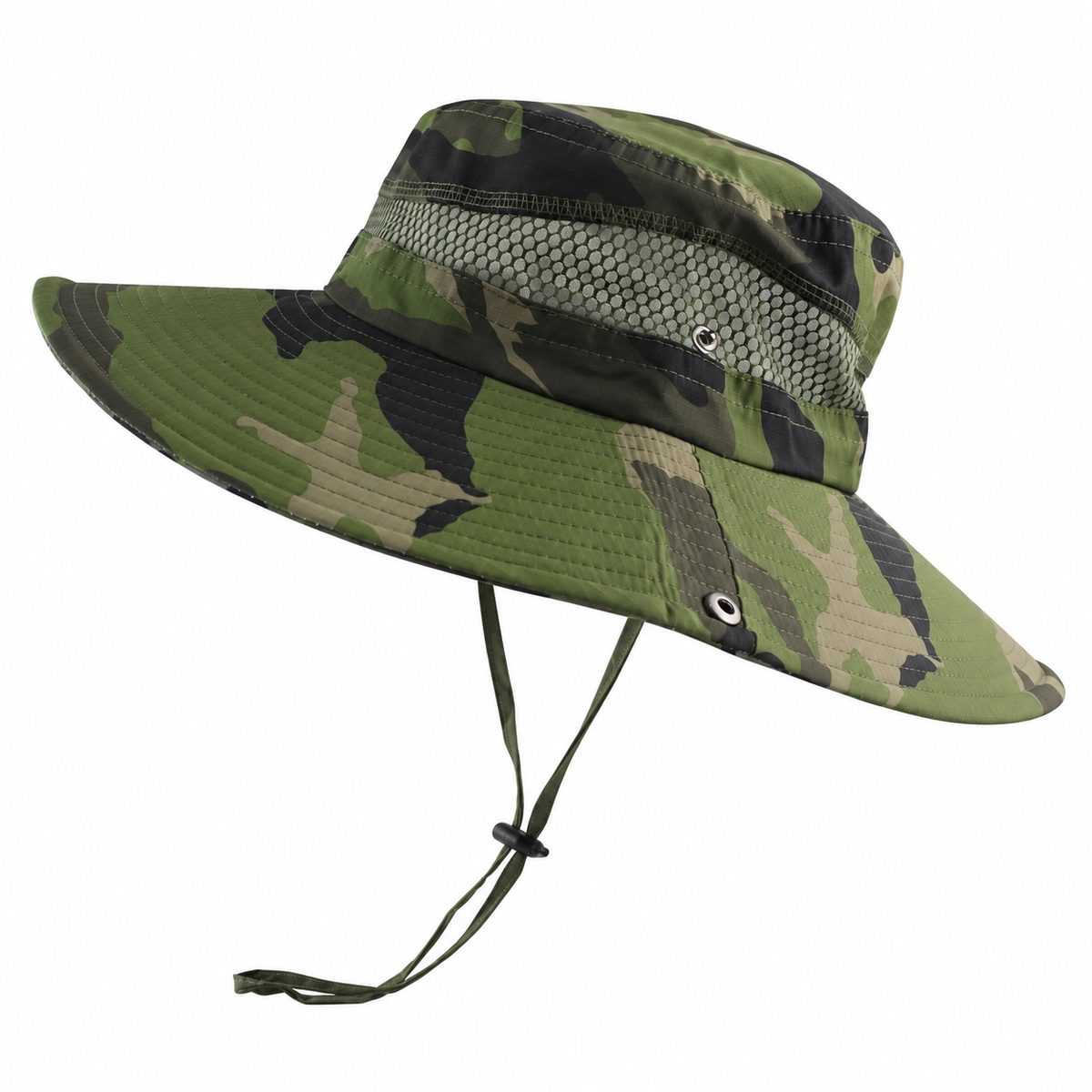 Chapeau de randonnée ventilé vert armé – packshot