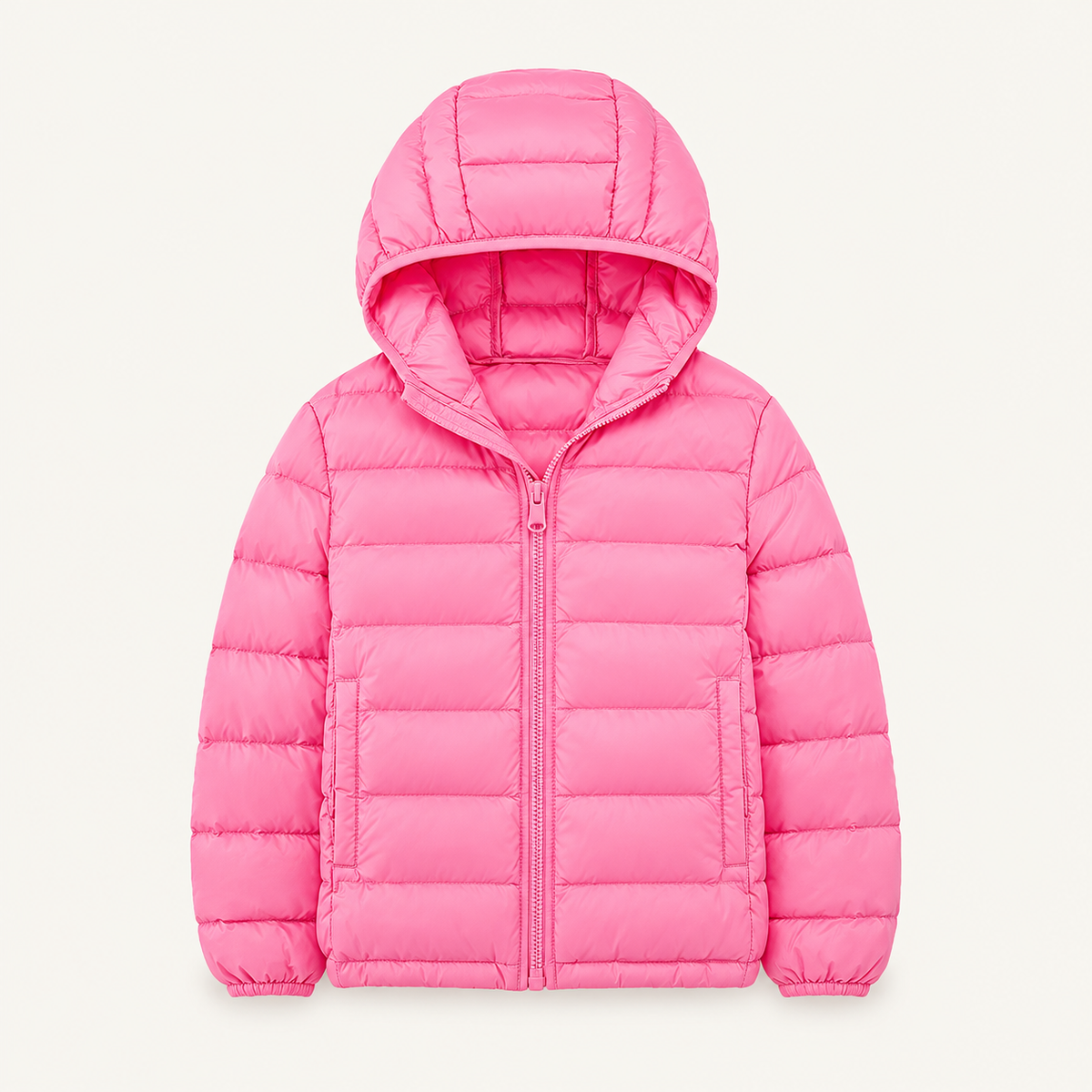 Doudoune légère randonnée enfant rose – vue de face