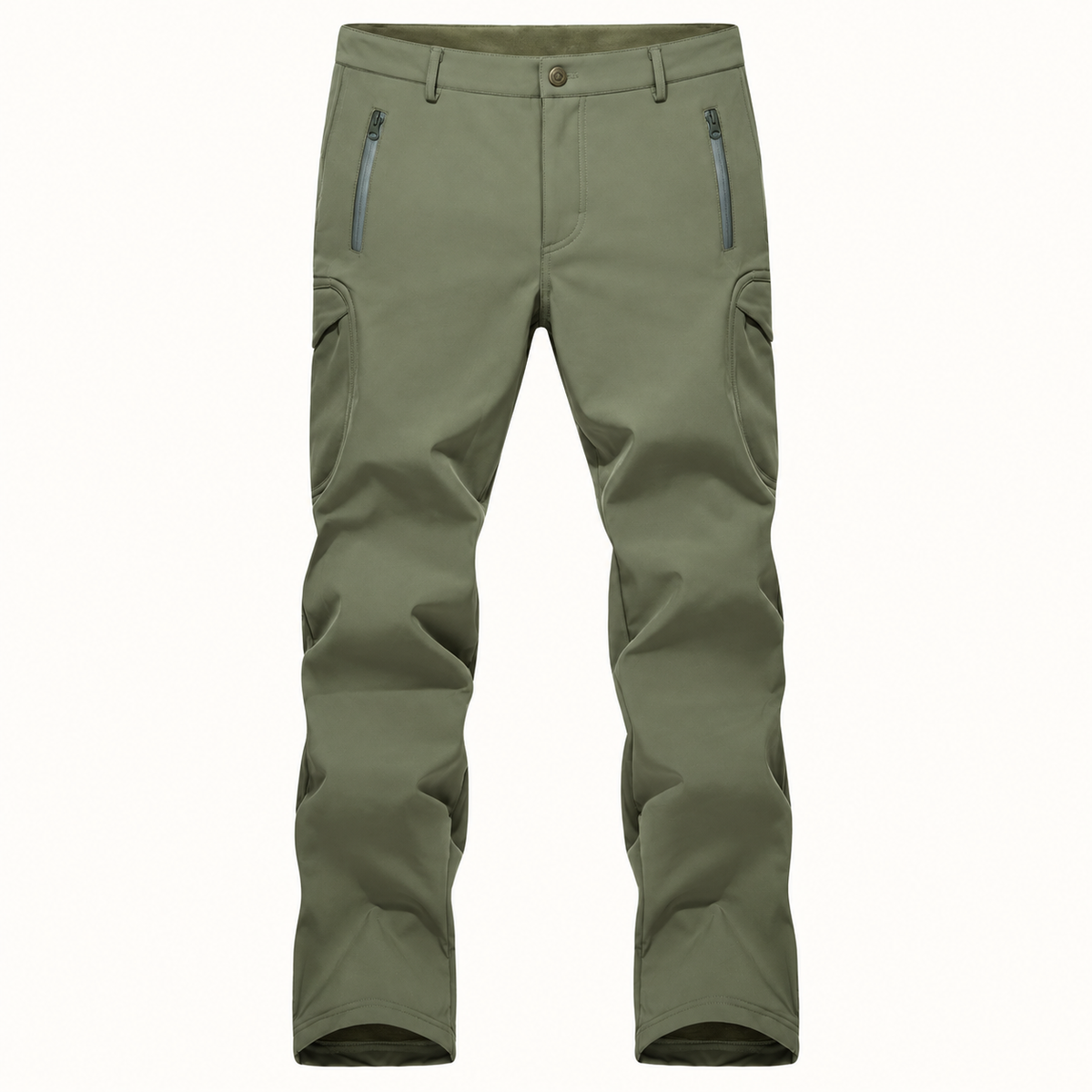 Pantalon randonnée softshell homme vert – vue de face sur fond blanc