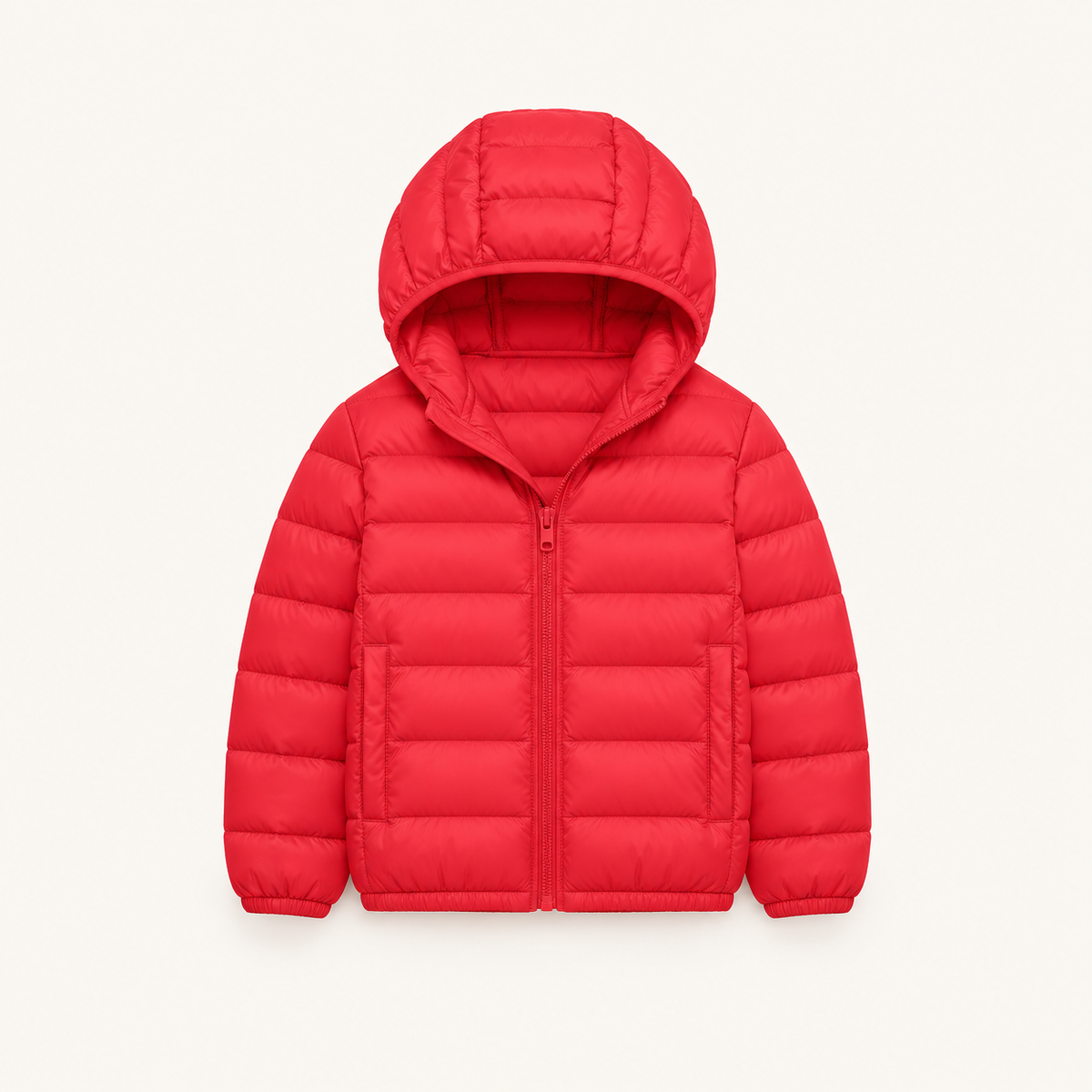 Doudoune légère randonnée enfant rouge – vue de face