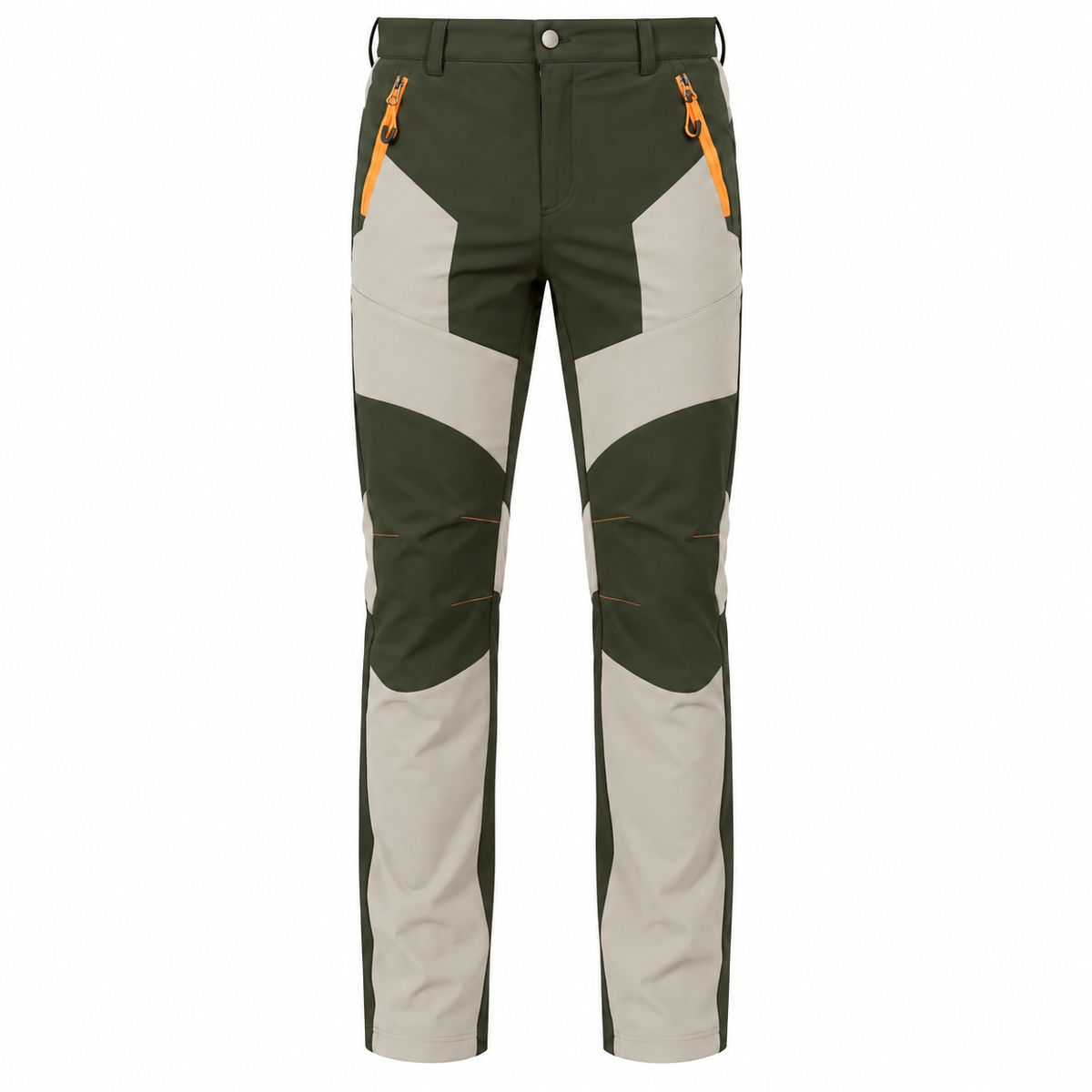 Pantalon randonnée respirant beige et vert — packshot frontal