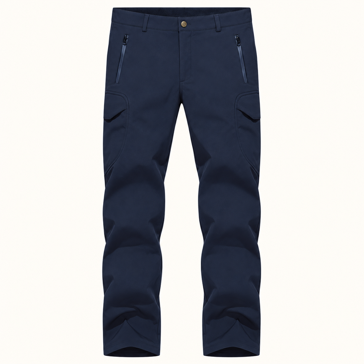 Pantalon randonnée softshell homme bleu – vue de face sur fond blanc