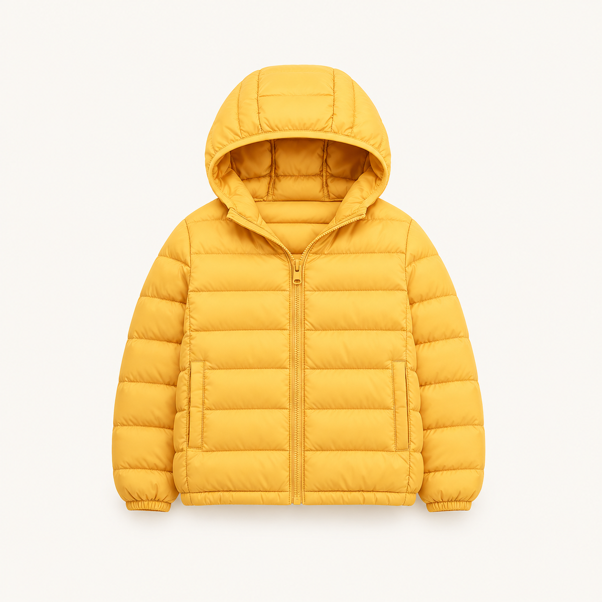 Doudoune légère randonnée enfant jaune – vue de face