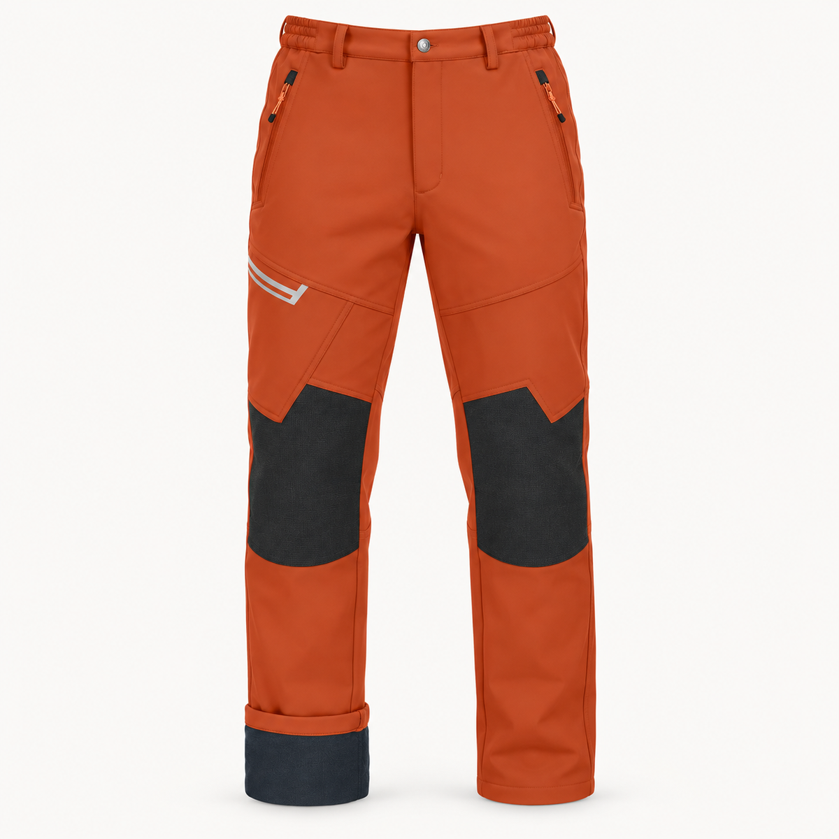 Pantalon randonnée raquette homme orange vif – packshot face sur fond blanc