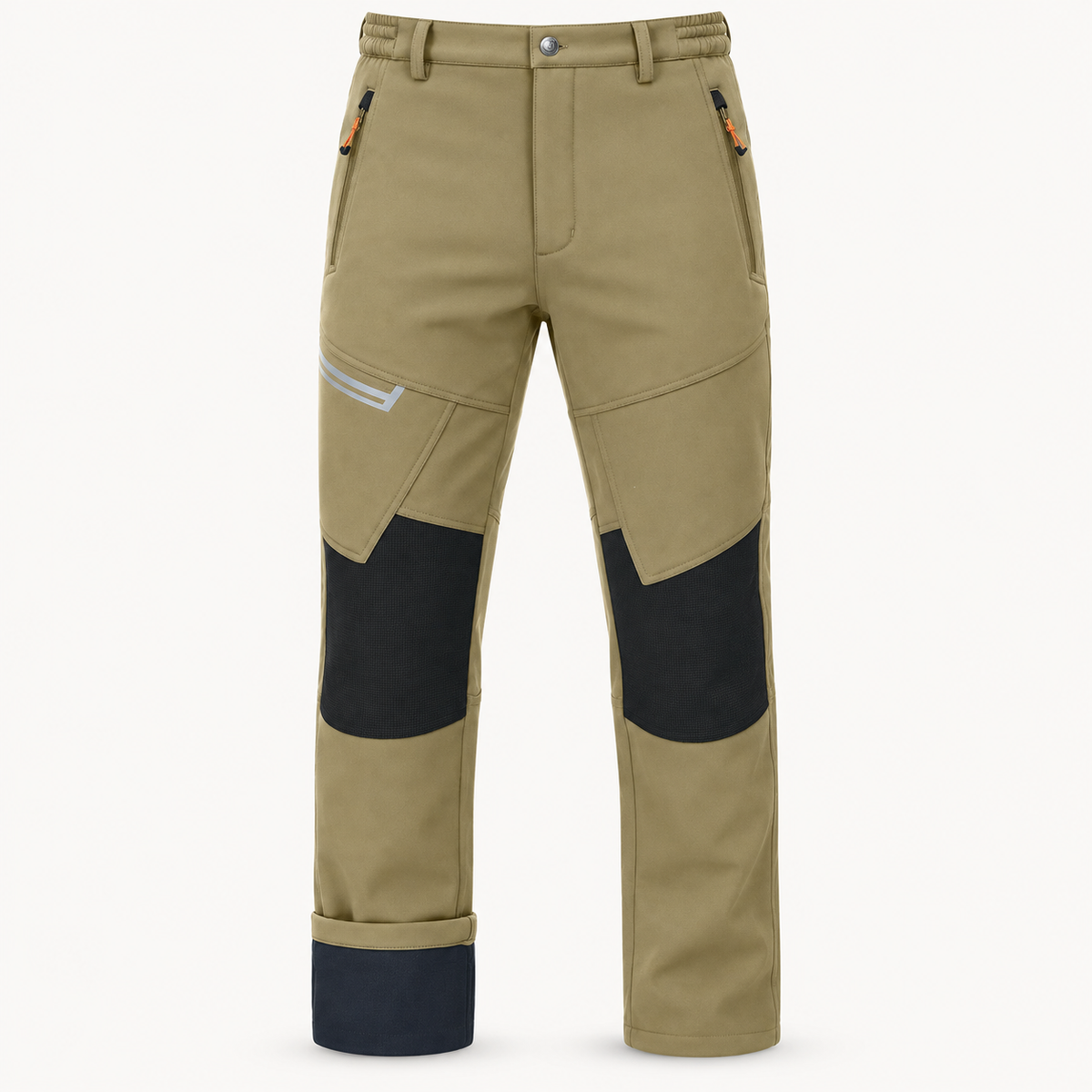 Pantalon randonnée raquette homme kaki – packshot face sur fond blanc